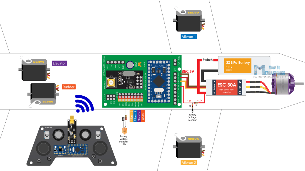DIY Arduino RC飞机电子-电路图yabo7. com